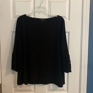 Large black Banana Republic flowing top with lace bell sleeves